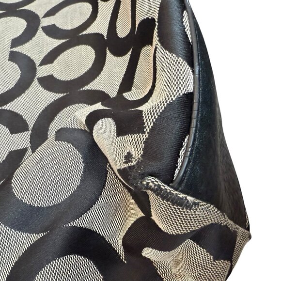 COACH Julia Handbag Tote AOP Leather Canvas Black Signature Purse - Picture 4 of 6